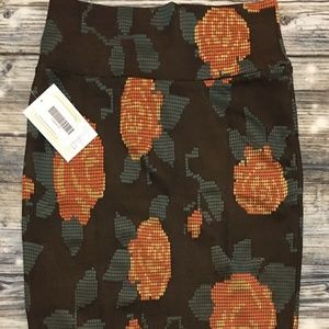 Lularoe Women's Cassie Brown Floral Roses XS Skirt